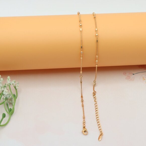 "Delicate Rose Gold Necklace with Beads, XPNL0186 - Picture 11 of 12